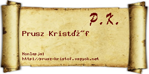 Prusz Kristóf névjegykártya